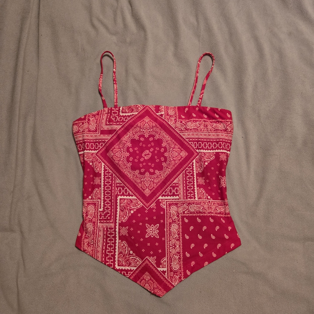 No Boundaries Red Bandana Print Women's Top